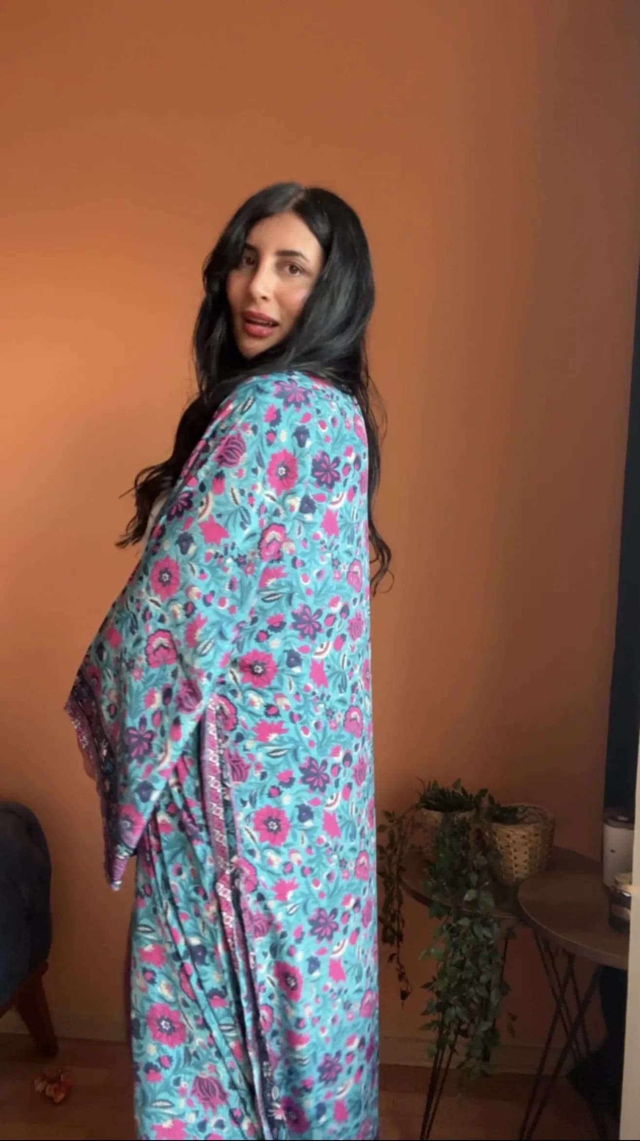 Kimono Mavi Çiçekli - 2