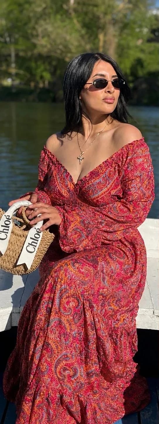 Madonna Yaka Kırmızı Elbise - 1