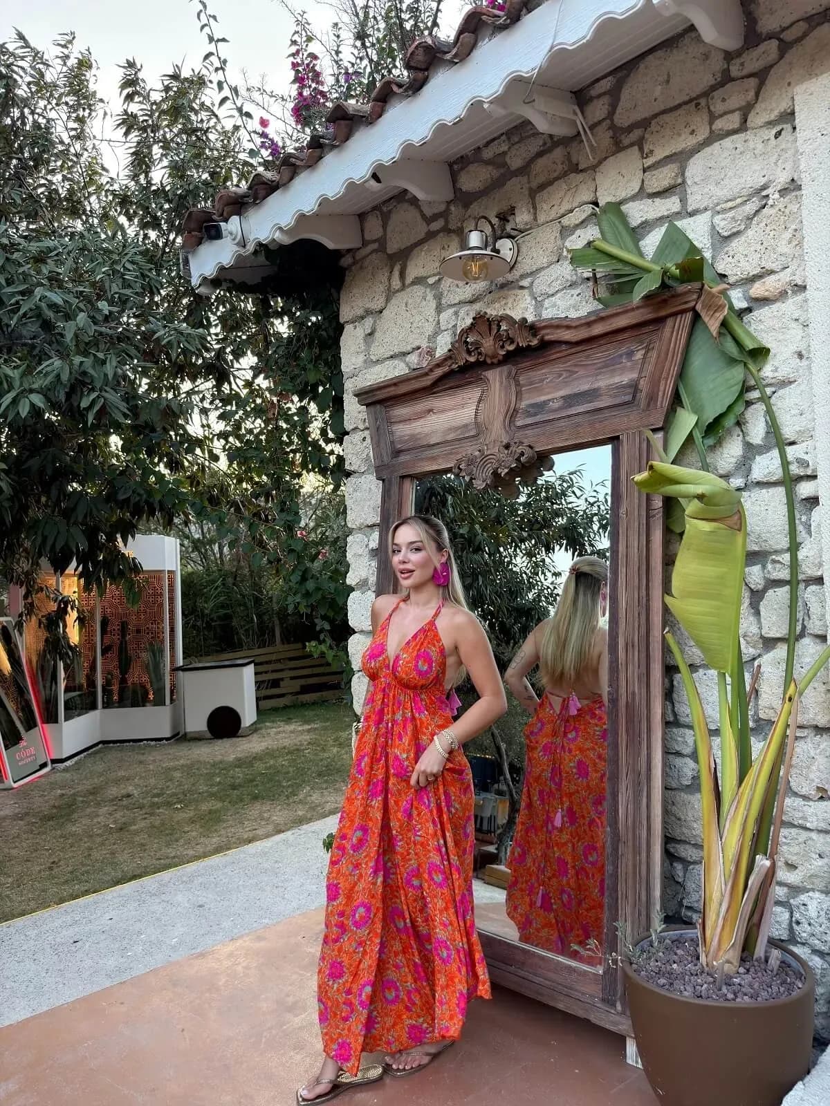 Magic Turuncu Pembe Elbise - 3
