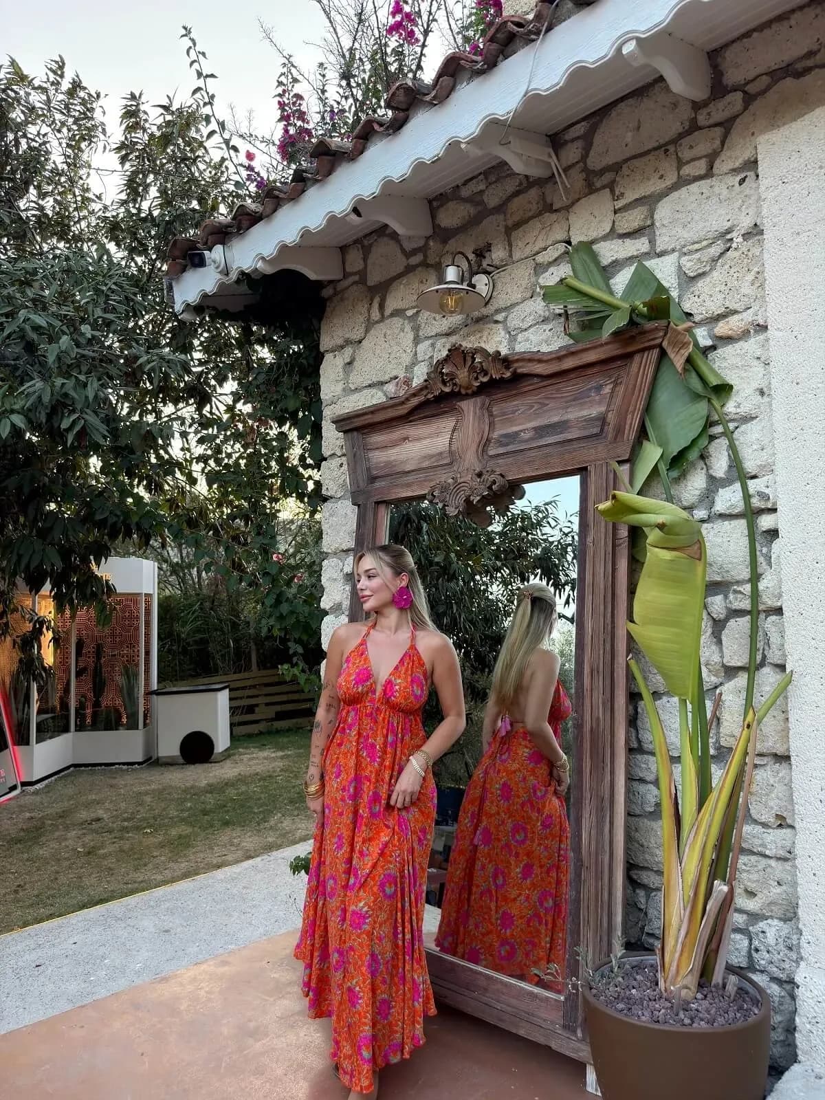 Magic Turuncu Pembe Elbise - 2