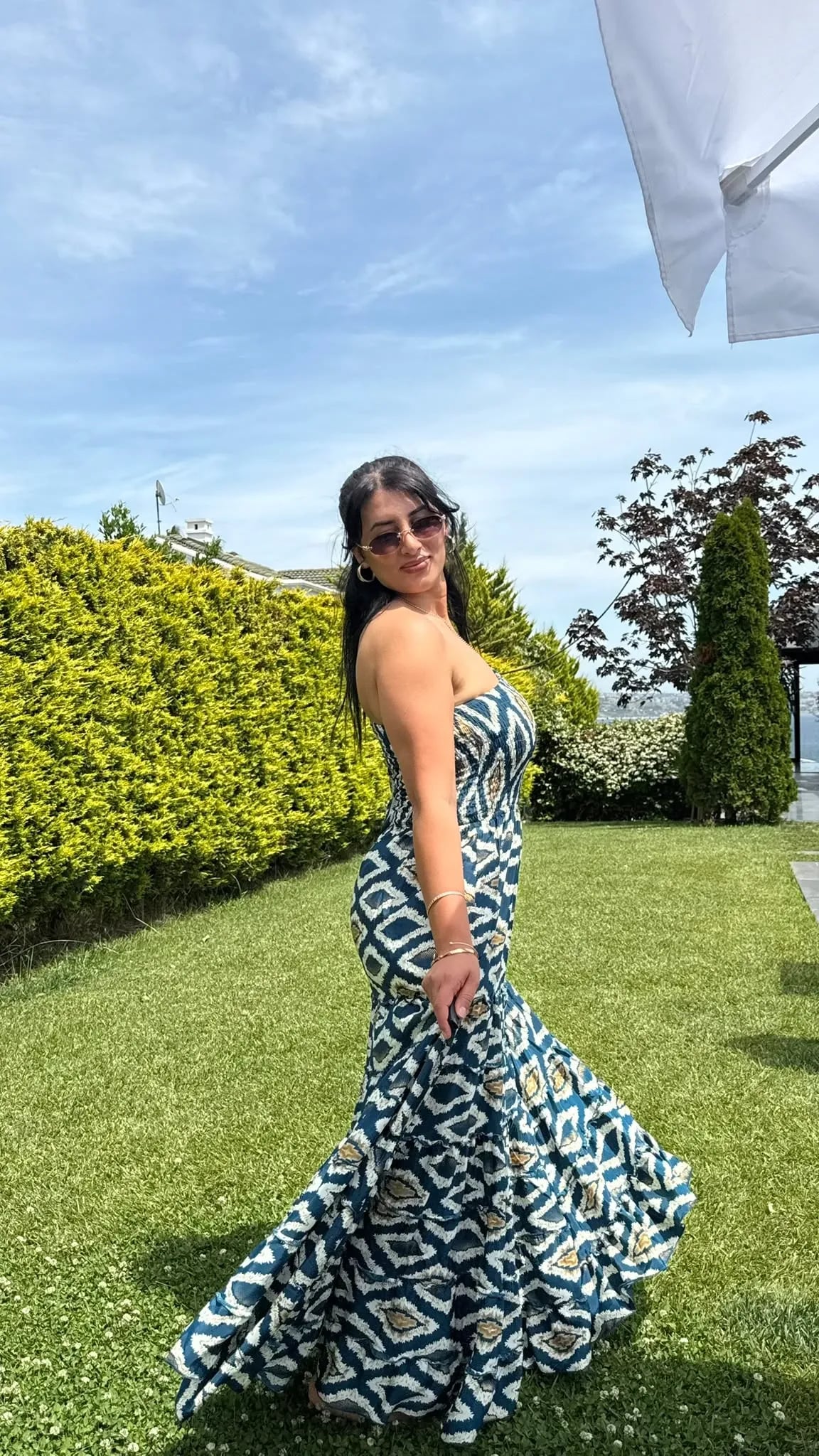 Yarım Kol Max Elbise Mavi hover