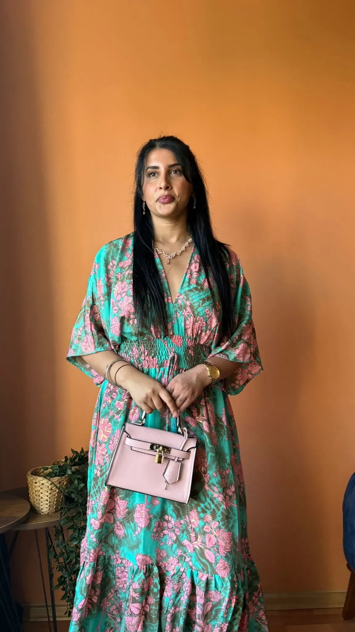 Yarasa Kol İpek Kaftan Turkuaz