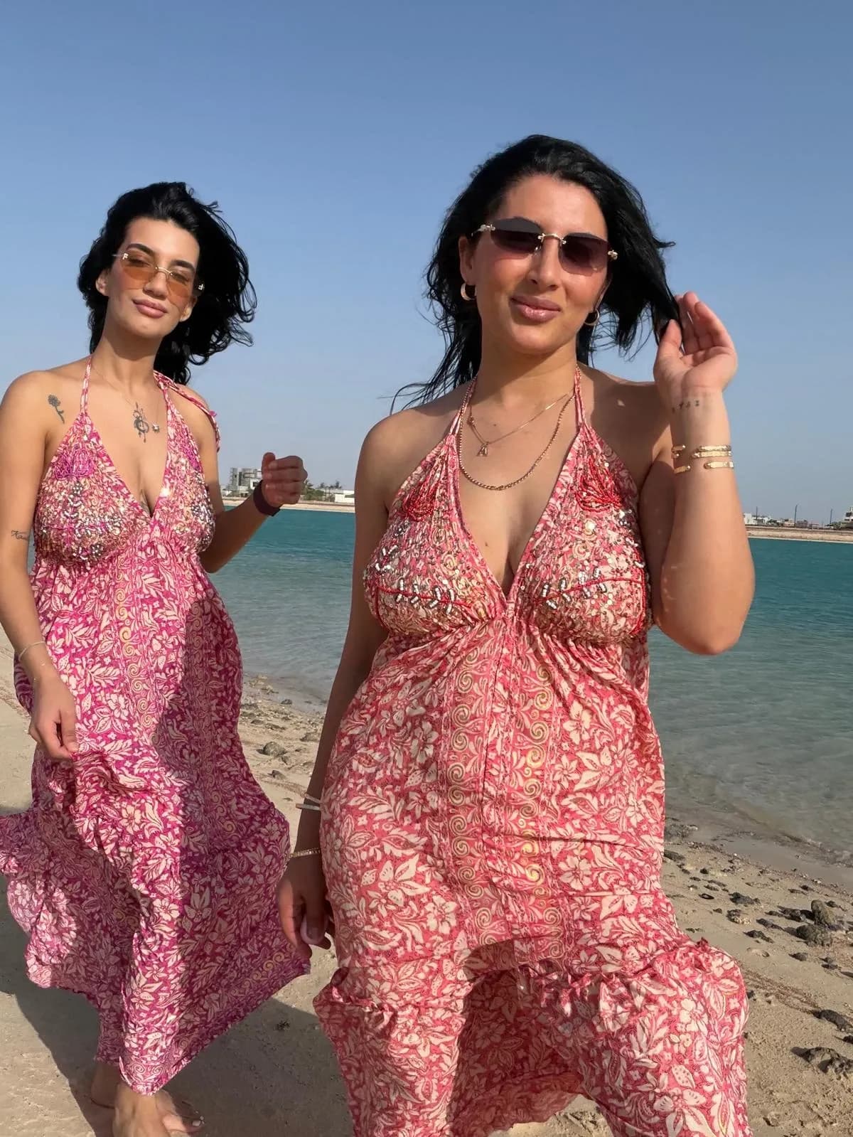 Magic Taşlı Bağlamalı Elbise Pembe - 3